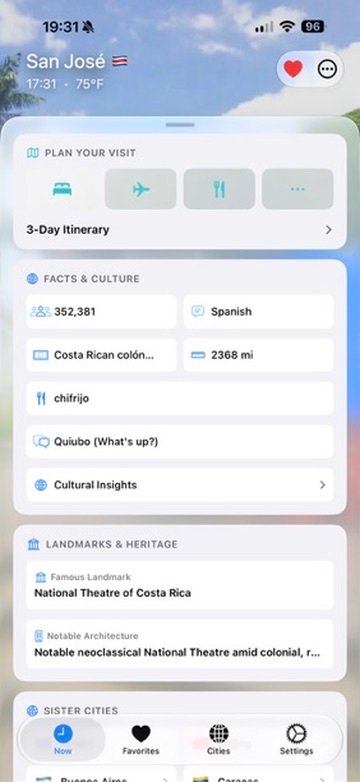 5pm Somewhere plan your visit and facts screen for San José