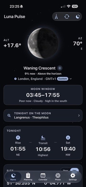 LunaPulse home screen screenshot
